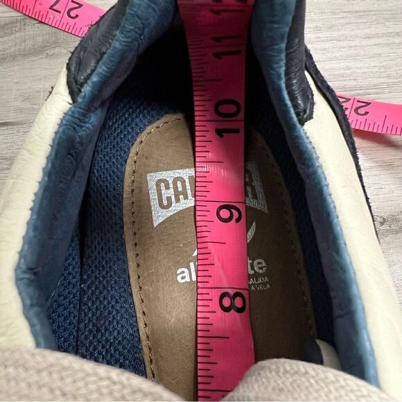 Camper low cut sneakers sz 11. Genuine suede and leather Cream Gray Navy Blue - Picture 13 of 14